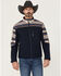 Image #1 - Hooey Men's Southwestern Print Color Block Softshell Jacket, Navy, hi-res