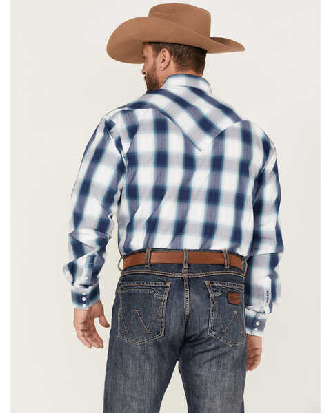 Image #4 - Stetson Men's Ice Ombre Large Plaid Long Sleeve Pearl Snap Western Shirt , Blue, hi-res