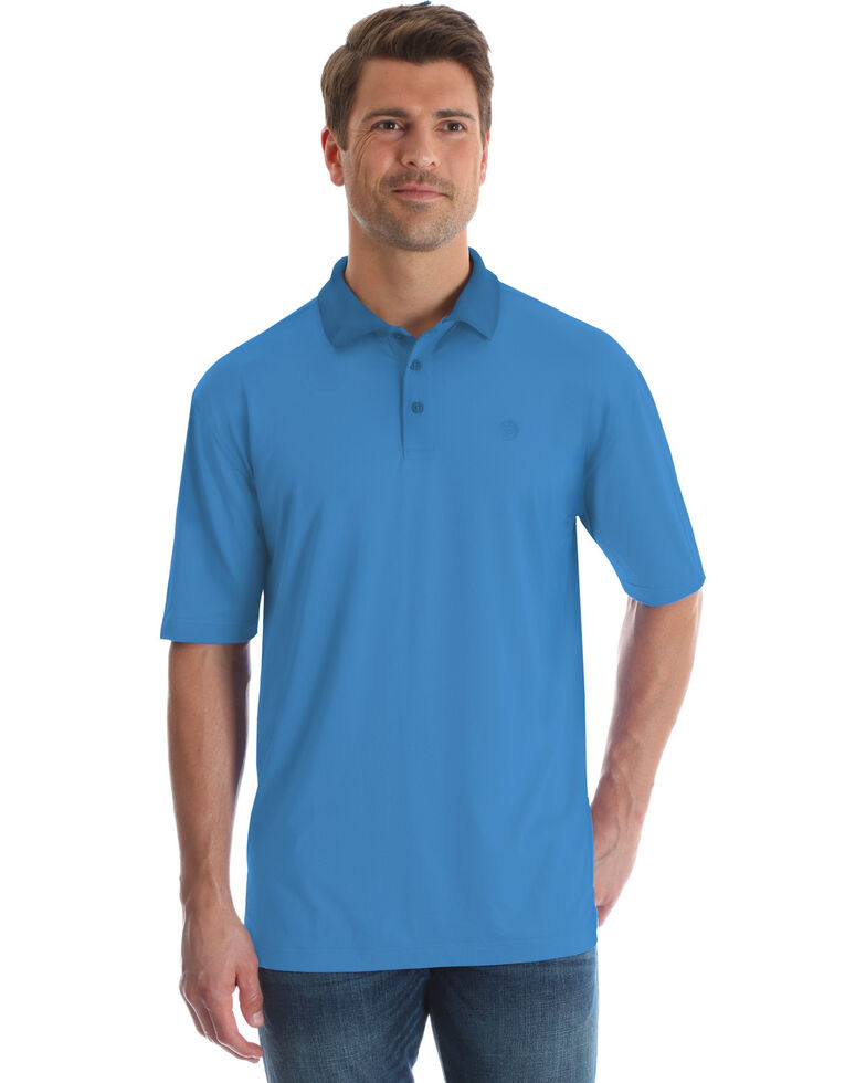 George Strait by Wrangler Men's Performance Short Sleeve Polo Shirt , Light Blue, hi-res