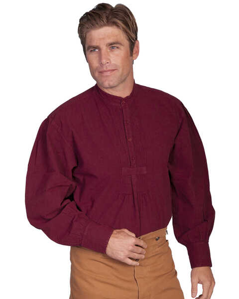 Image #1 - RangeWear by Scully Men's Pleated Front Pullover Western Shirt - Big & Tall, Burgundy, hi-res
