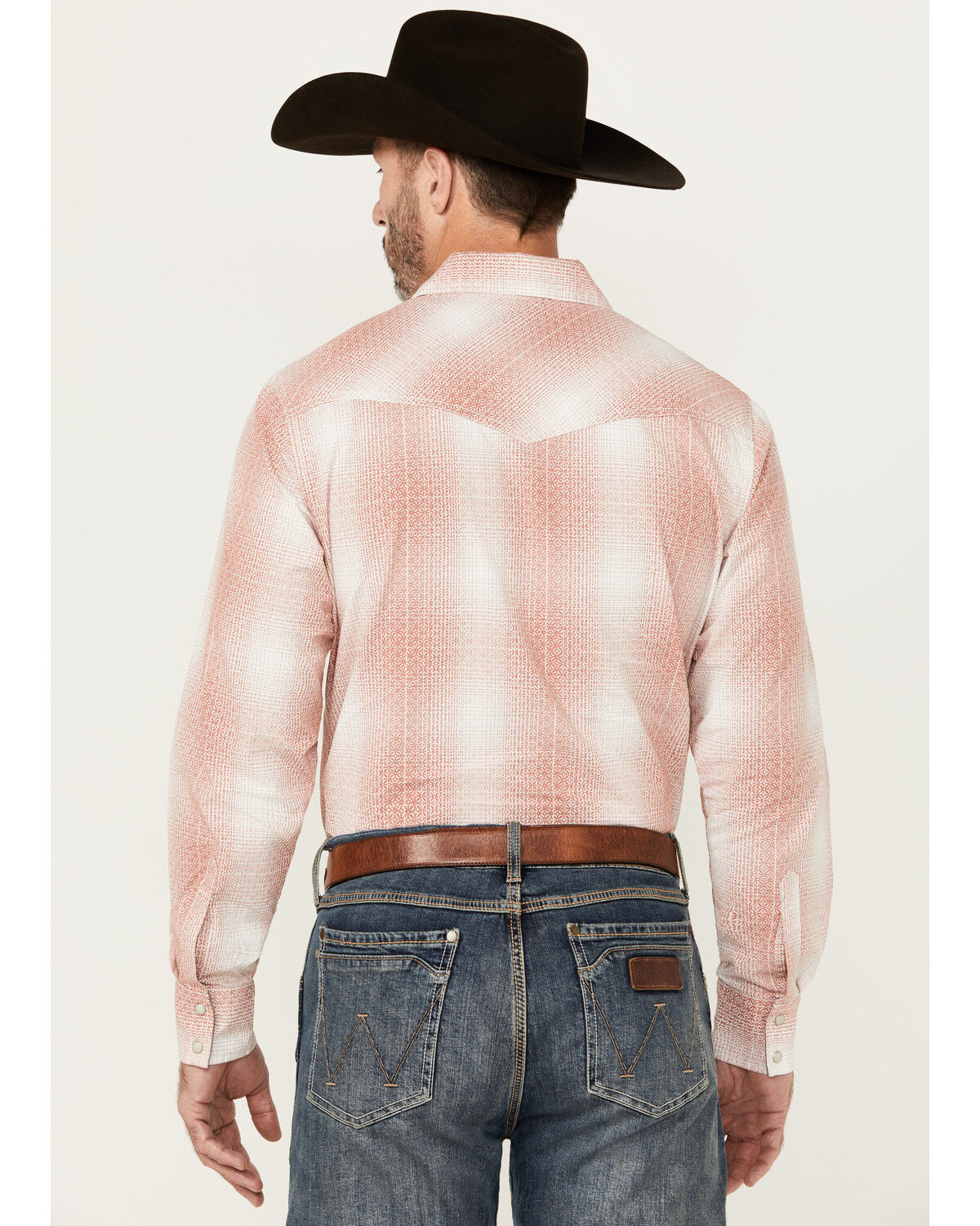 Image #4 - Wrangler Retro Men's Plaid Print Long Snap Western Shirt, Brick Red, hi-res