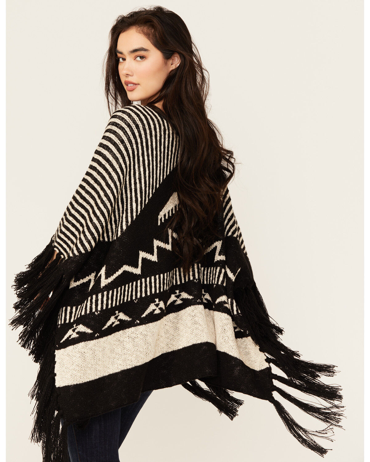 Image #2 - Idyllwind Women's Eatons Thunderbird Poncho Sweater, Black, hi-res