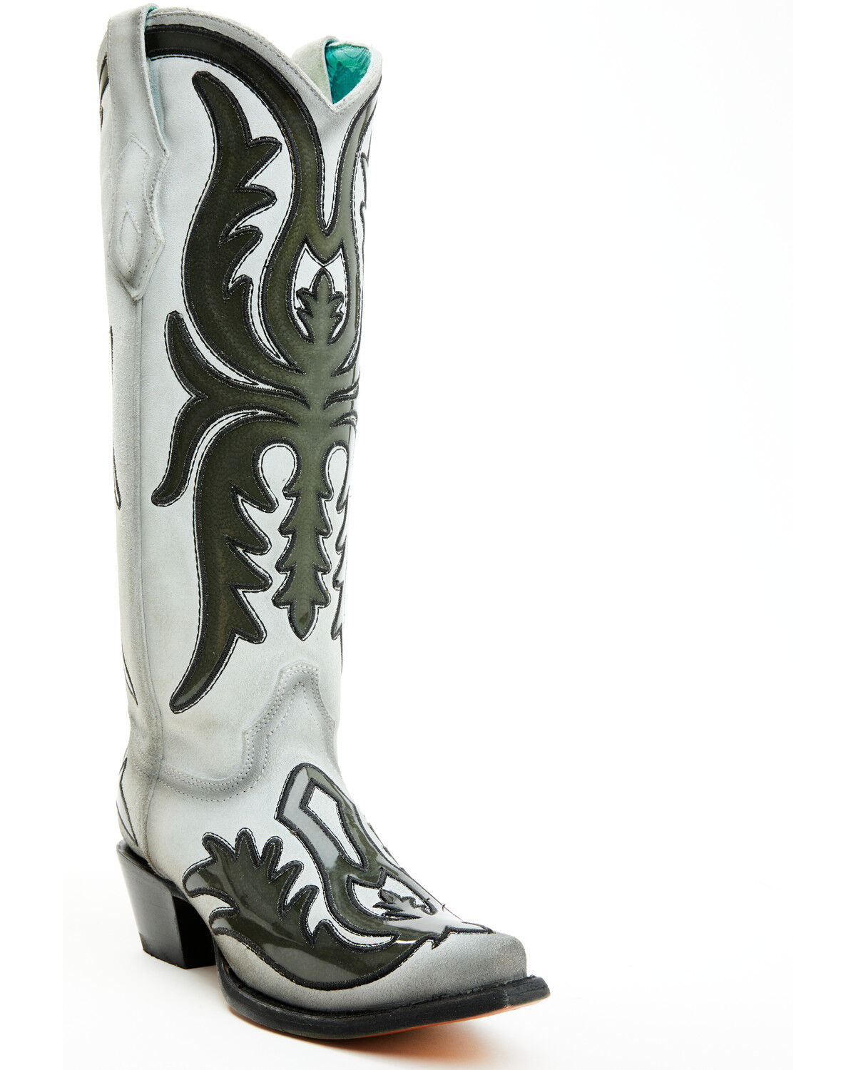 Image #1 - Corral Women's Polymer Blacklight Overlay Tall Western Boots - Snip Toe, White, hi-res