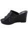 Image #4 - Milwaukee Leather Women's Crossover Open Toe Wedge Sandals, Black, hi-res