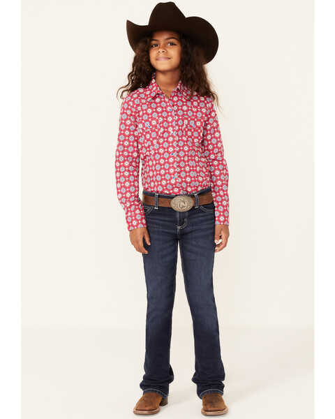 Image #4 - Cruel Girl Girls' Medallion Geo Print Long Sleeve Snap Western Shirt , , hi-res