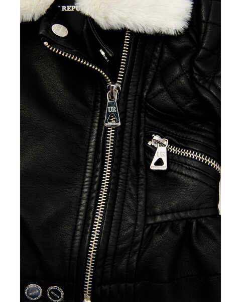 Image #2 - Urban Republic Infant Girls' Fur Collar Moto Jacket , Black, hi-res