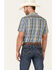 Gibson Men's Echo Plaid Print Short Sleeve Button Down Western Shirt , Medium Blue, hi-res