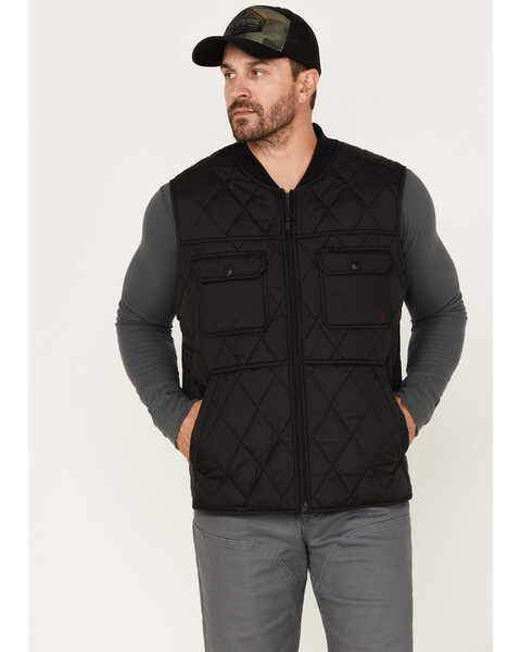 Brothers and Sons Men's Quilted Varsity Vest, Black, hi-res