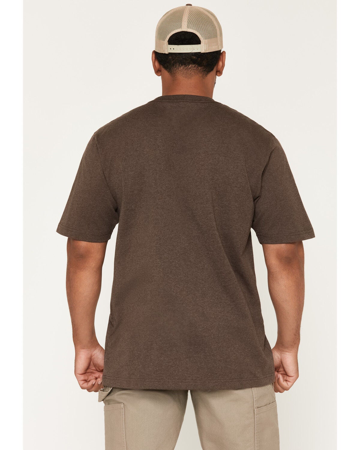 Image #4 - Carhartt Men's Iconic Short Sleeve Pocket Work Shirt, Brown, hi-res