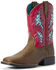 Image #1 - Ariat Little Girls' Homestead VentTEK Western Boots - Broad Square Toe, Brown, hi-res