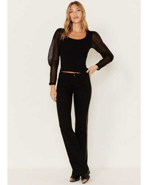 Image #3 - Ariat Women's Chain Stripe Slim Trouser Flare Jeans, Black, hi-res
