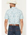 Image #4 - RANK 45&reg; Men's Pioneer Trail Southwestern Print Short Sleeve Snap Performance Western Shirt, Mint, hi-res