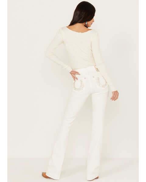 Miss Me Women's Mid Rise Dreamcatcher Bootcut Jeans, White, hi-res