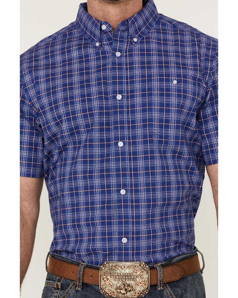 Image #3 - RANK 45® Men's Charge Small Plaid Print Button-Down Western Shirt , Blue, hi-res