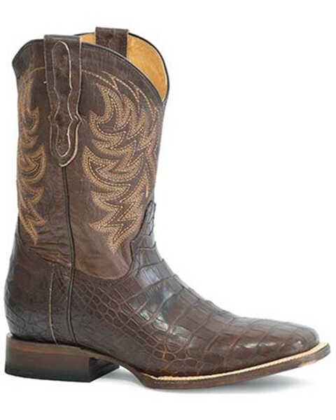 Stetson Men's Aces Exotic Alligator Western Boots - Broad Square Toe, Brown, hi-res