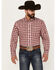 Image #1 - Cinch Men's Plaid Print Long Sleeve Button-Down Western Shirt, Red, hi-res