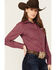Image #2 - Cinch Women's Medallion Print Long Sleeve Button-Down Western Core Shirt, Red, hi-res