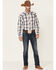 Image #2 - Roper Men's Classic Large Plaid Star Print Embroidered Long Sleeve Pearl Snap Western Shirt , Navy, hi-res