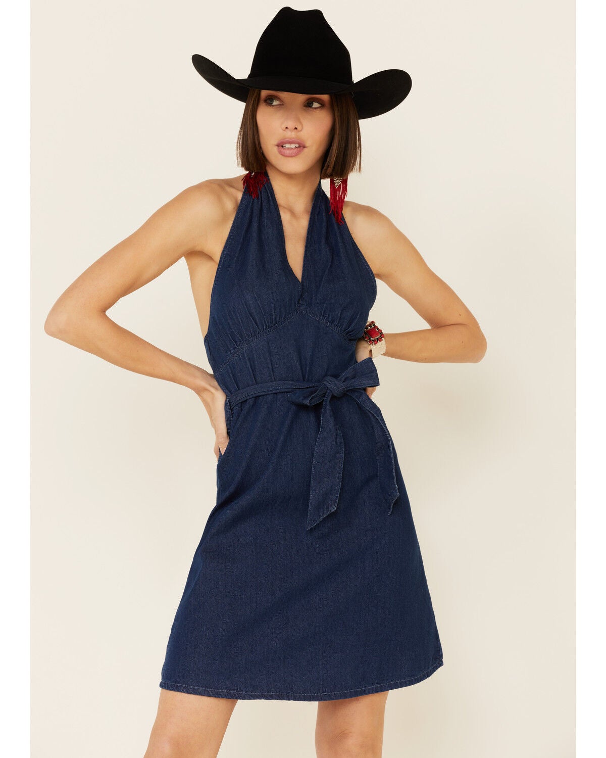 Blue jean halter dress Clearance