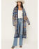 Image #1 - Shyanne Women's Southwestern Print Eyelash Yarn Duster, Navy, hi-res