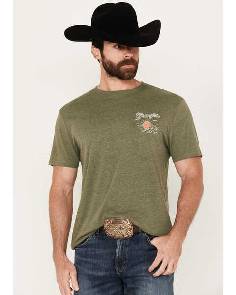 Image #1 - Wrangler Men's Scenic Sun Short Sleeve Graphic T-Shirt, Olive, hi-res