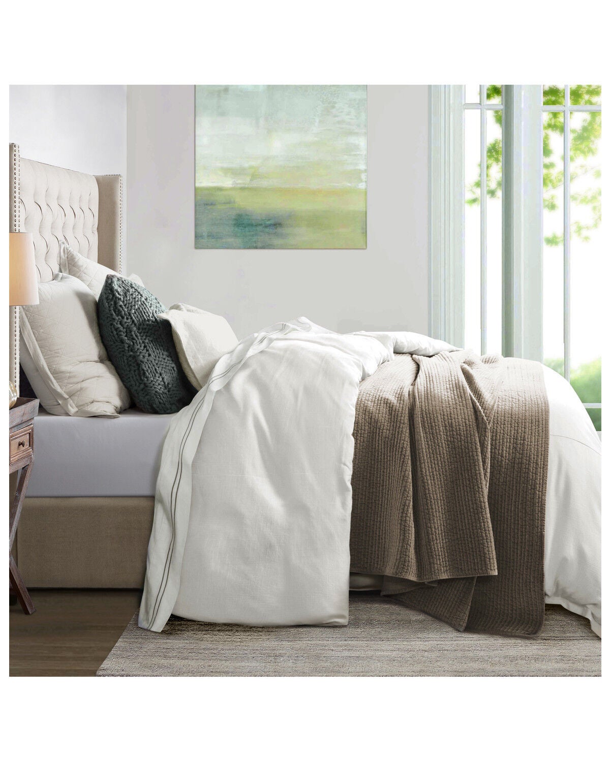 HiEnd Accents Hera 3pc Duvet Set - Queen, White, hi-res