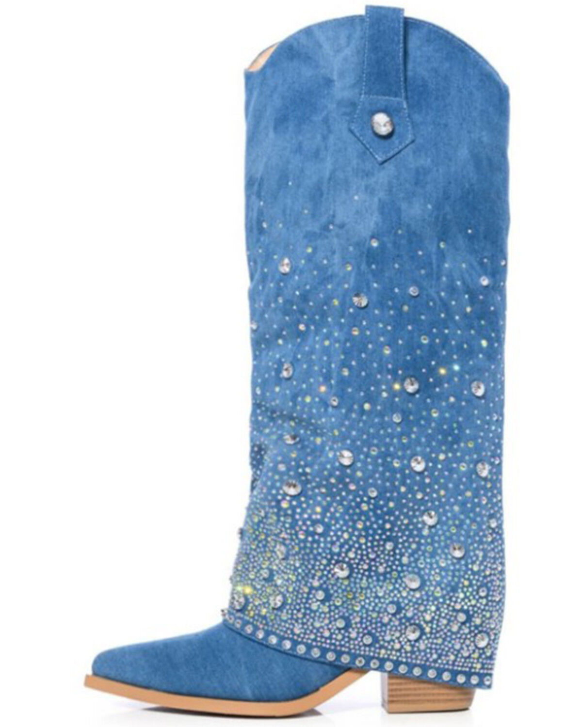 Image #3 - Azalea Wang Women's Mellow Embellished Denim Tall Boots - Snip Toe, Blue, hi-res