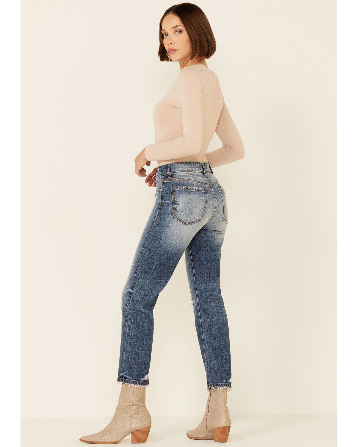 Image #2 - Daze Women's Medium Wash Slim Straight Leg Ankle Jeans, Medium Blue, hi-res