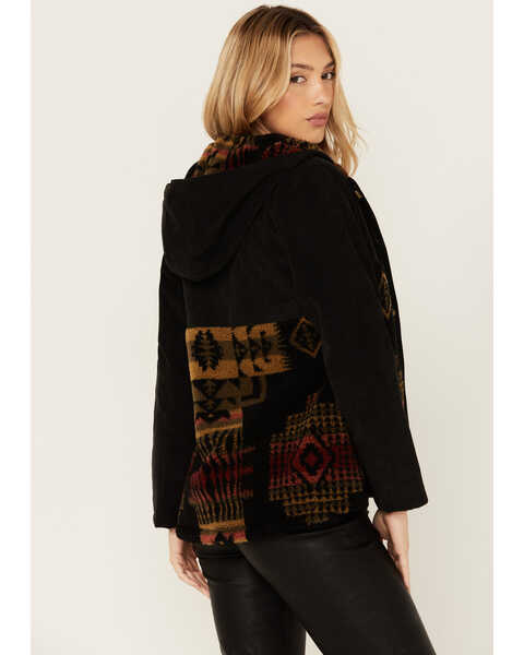 Image #2 - Pendleton Women's Blanca Corduroy Berber Hooded Fleece Jacket , Black, hi-res
