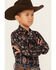 Image #2 - Roper Boys' Southwestern Stripe Print Long Sleeve Snap Western Shirt, Black, hi-res