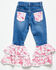 Image #3 - Cowgirl Hardware Toddler Girls' Cowhide Print Ruffle Stretch Flare Jeans, Multi, hi-res