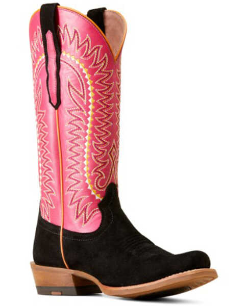 Image #1 - Ariat Women's Derby Monroe Western Boots - Square Toe , Black, hi-res