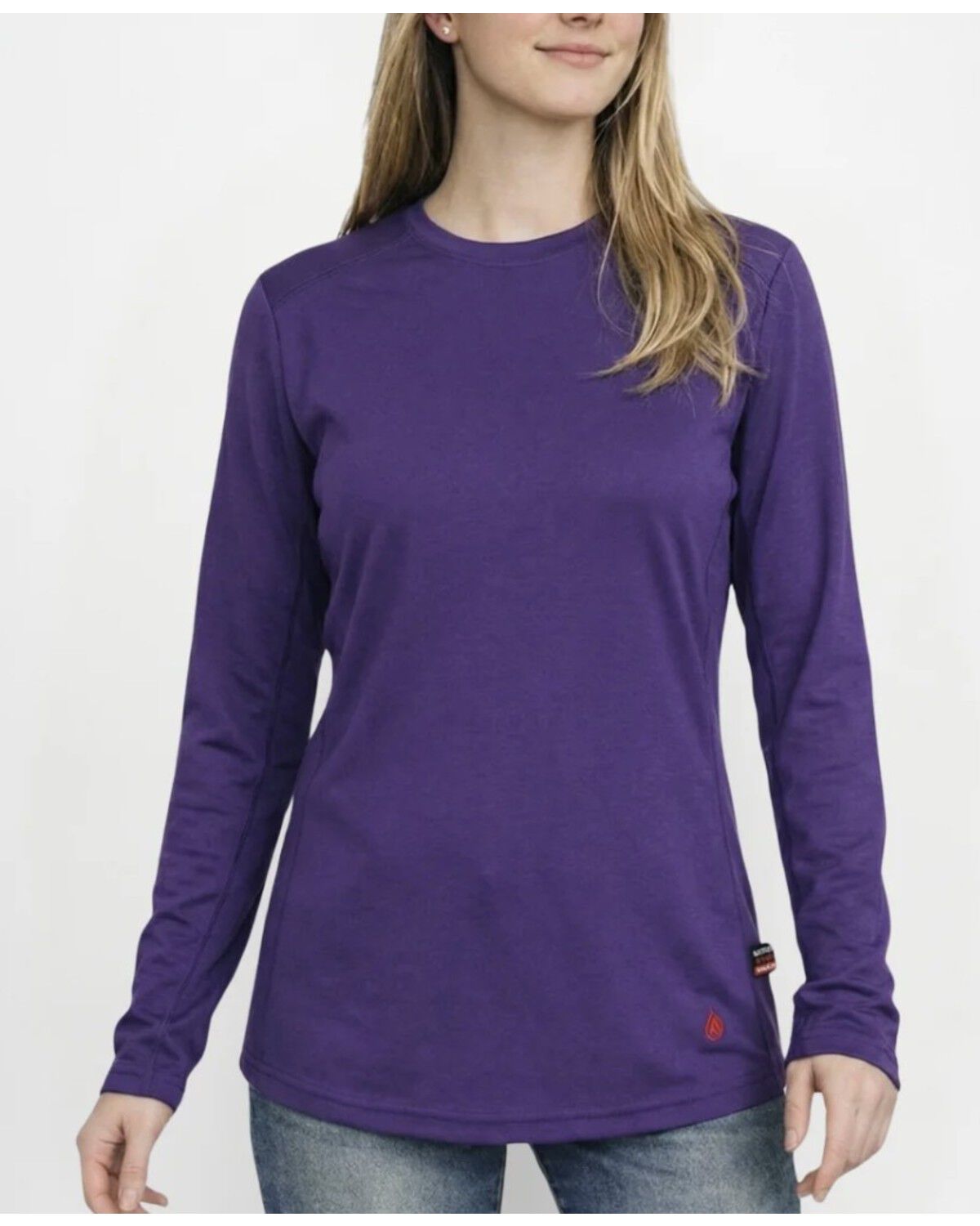 Image #3 - Forge Workwear Women's FR Crew Neck Long Sleeve Work Tee, Purple, hi-res