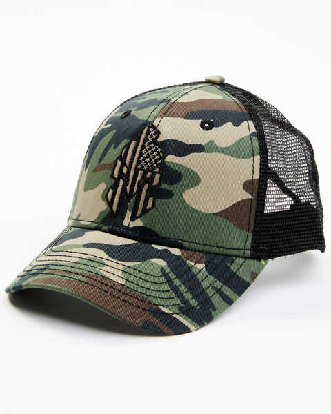 Image #1 - H3 Sportgear Men's Woodland Camo Print Spartan Helmet Embroidered Ball Cap , Camouflage, hi-res