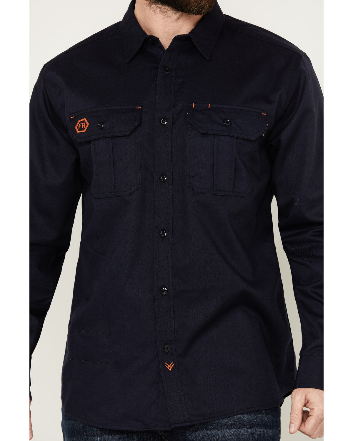 Image #3 - Hawx Men's FR Woven Long Sleeve Button-Down Work Shirt - Big, Navy, hi-res