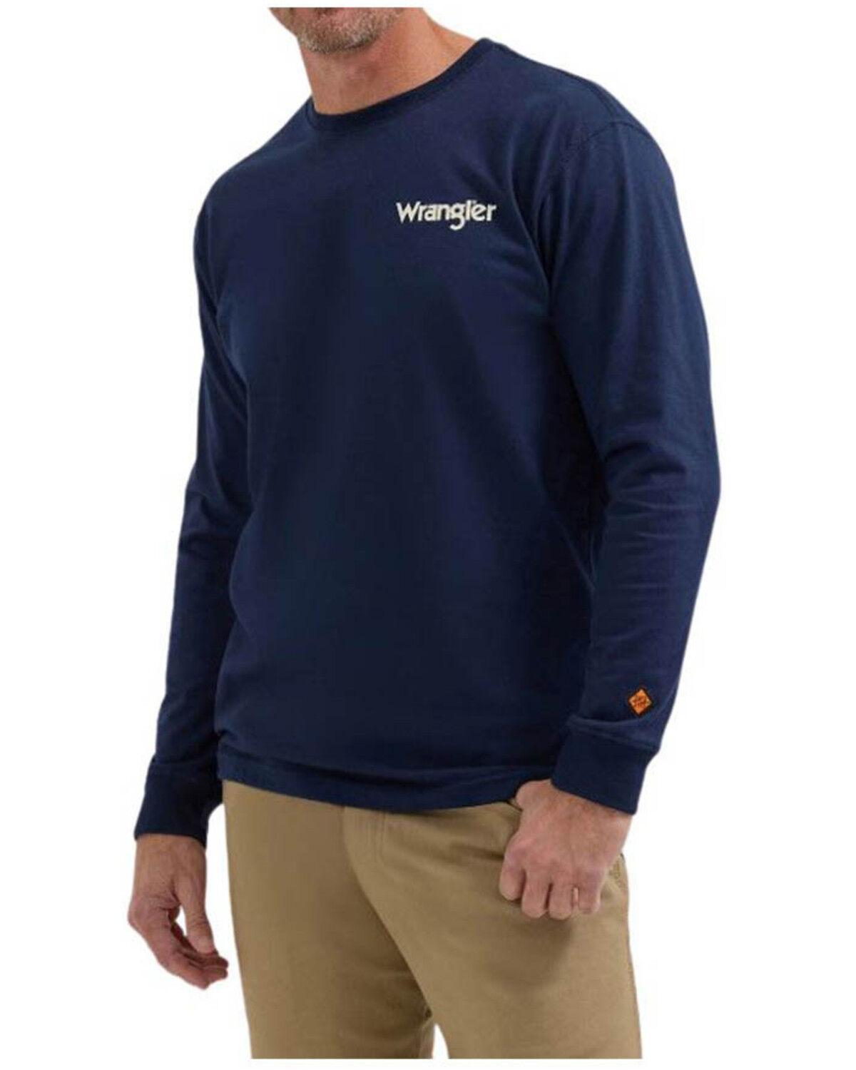 Image #2 - Wrangler Men's FR Skull Logo Long Sleeve Work Shirt - Big, Navy, hi-res