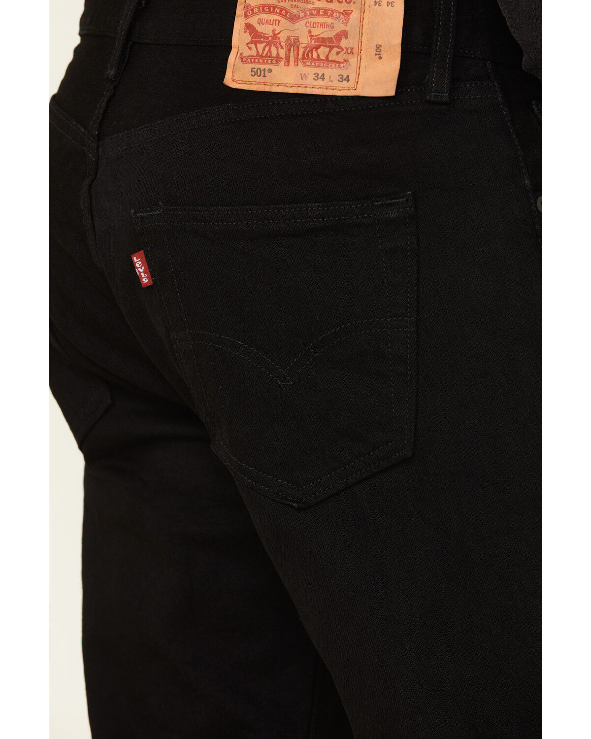 Image #4 - Levi's Men's 501 Black Original Fit Stretch Straight Jeans, Indigo, hi-res
