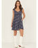 Image #1 - Rock & Roll Denim Women's Running Horses Sleeveless Mini Dress, Navy, hi-res
