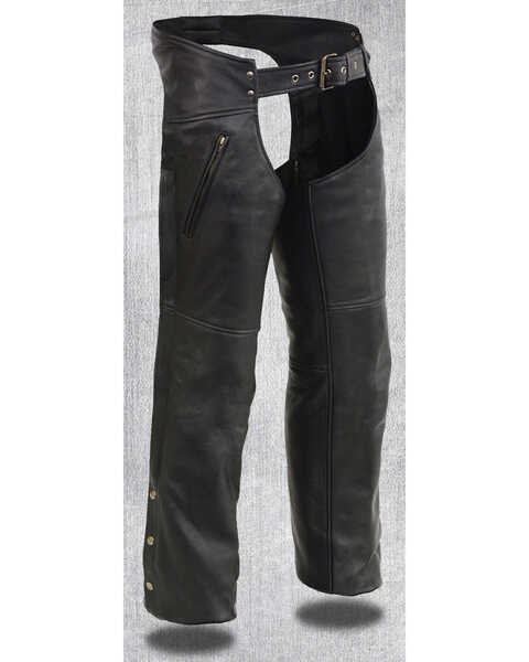 Milwaukee Leather Men's Heated Zipper Side Pocket Chaps - 5X, Black, hi-res