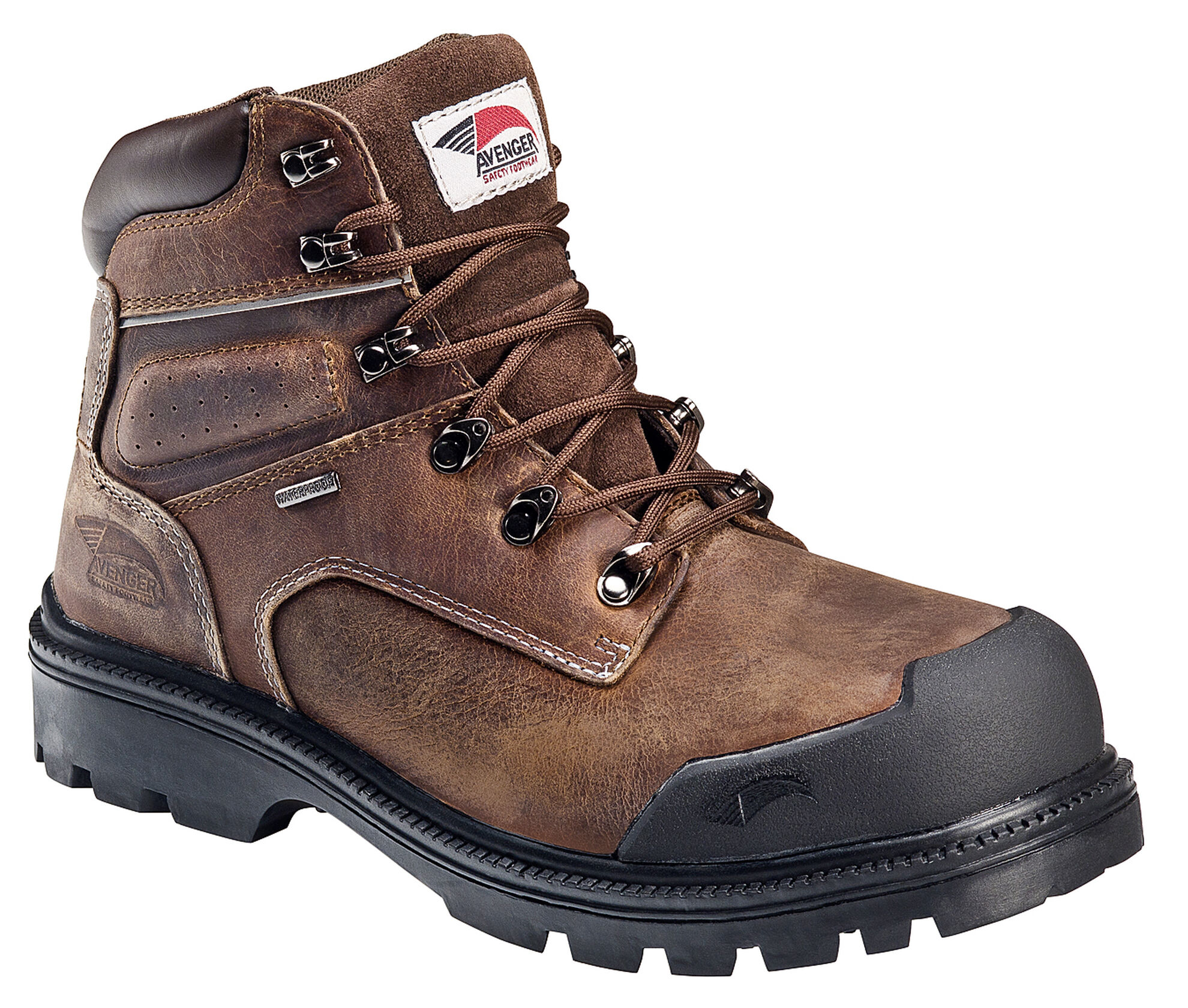 Image #1 - Avenger Men's Waterproof Breathable Work Boots - Steel Toe, Brown, hi-res