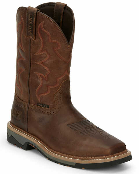 Image #1 - Justin Men's Carbide Western Work Boots - Composite Toe, Brown, hi-res