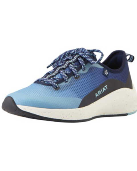 Ariat Women's Shiftrunner Waves Lace-Up Soft Work Sneakers - Round Toe , Blue, hi-res