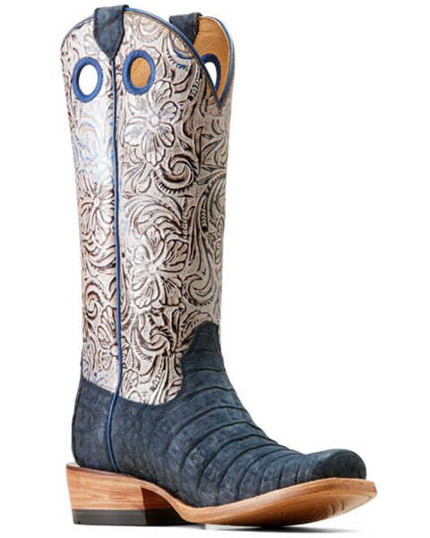 Image #1 - Ariat Women's Futurity Boon Exotic Caiman Western Boots - Square Toe, Blue, hi-res