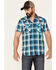 Pendleton Men's Turquoise Frontier Small Plaid Short Sleeve Snap Western Shirt , Turquoise, hi-res