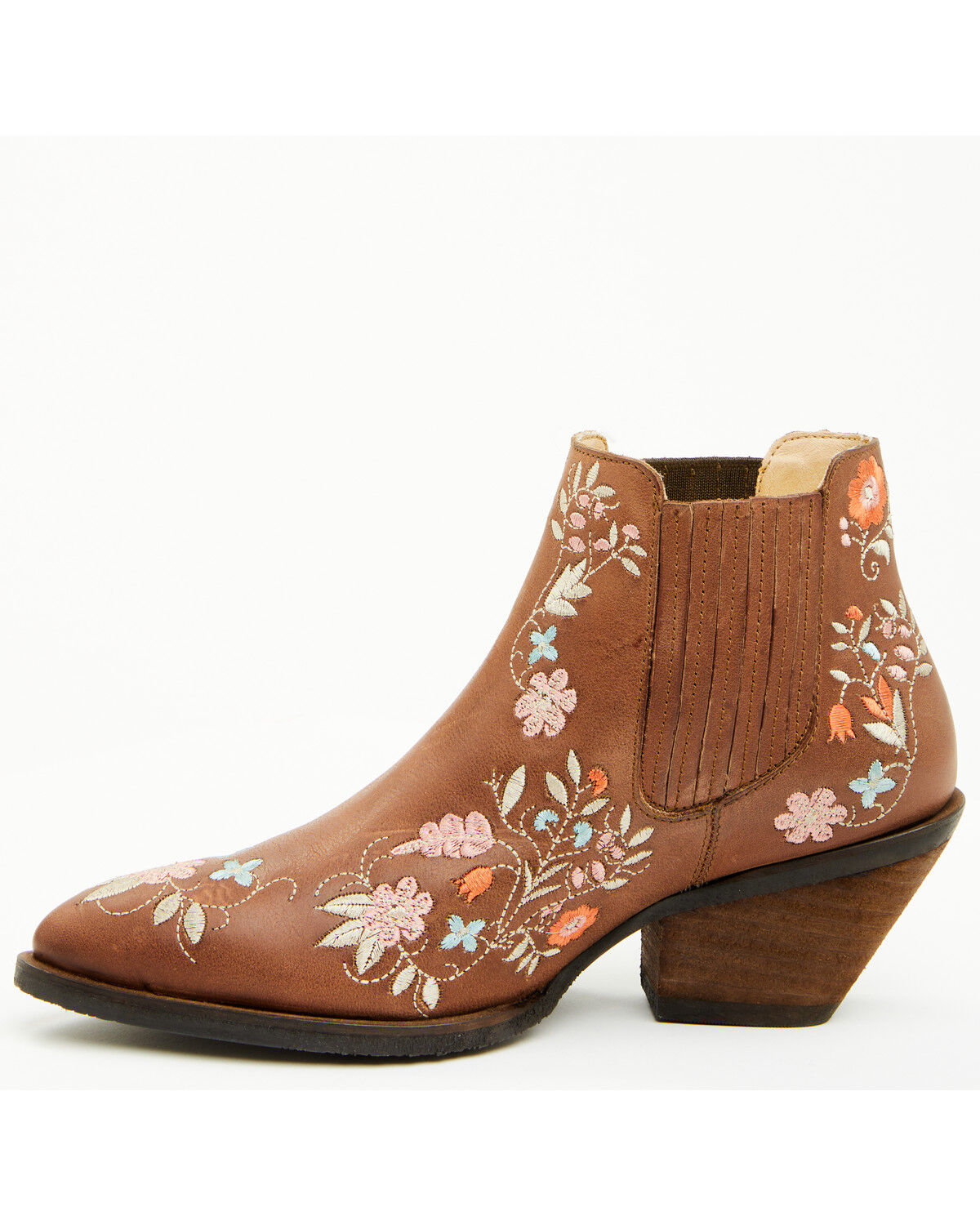 Image #3 - Shyanne Women's Didi Floral Booties - Round Toe, Brown, hi-res