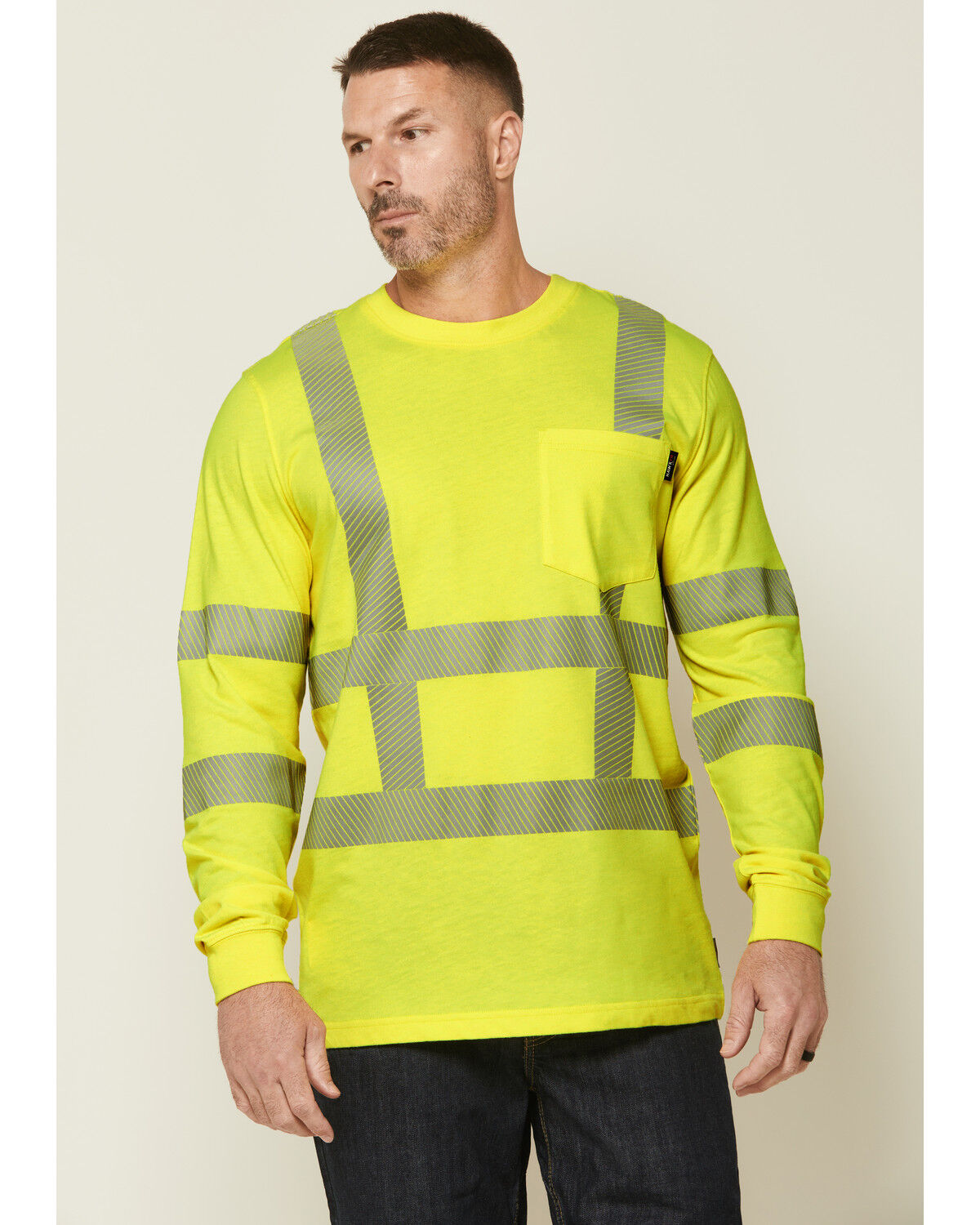 Image #1 - Hawx Men's FR Hi-Vis Lumos Long Sleeve Work Shirt, Yellow, hi-res