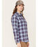Image #1 - Ariat Women's FR Plaid Print Long Sleeve Button Down Work Shirt, Blue, hi-res