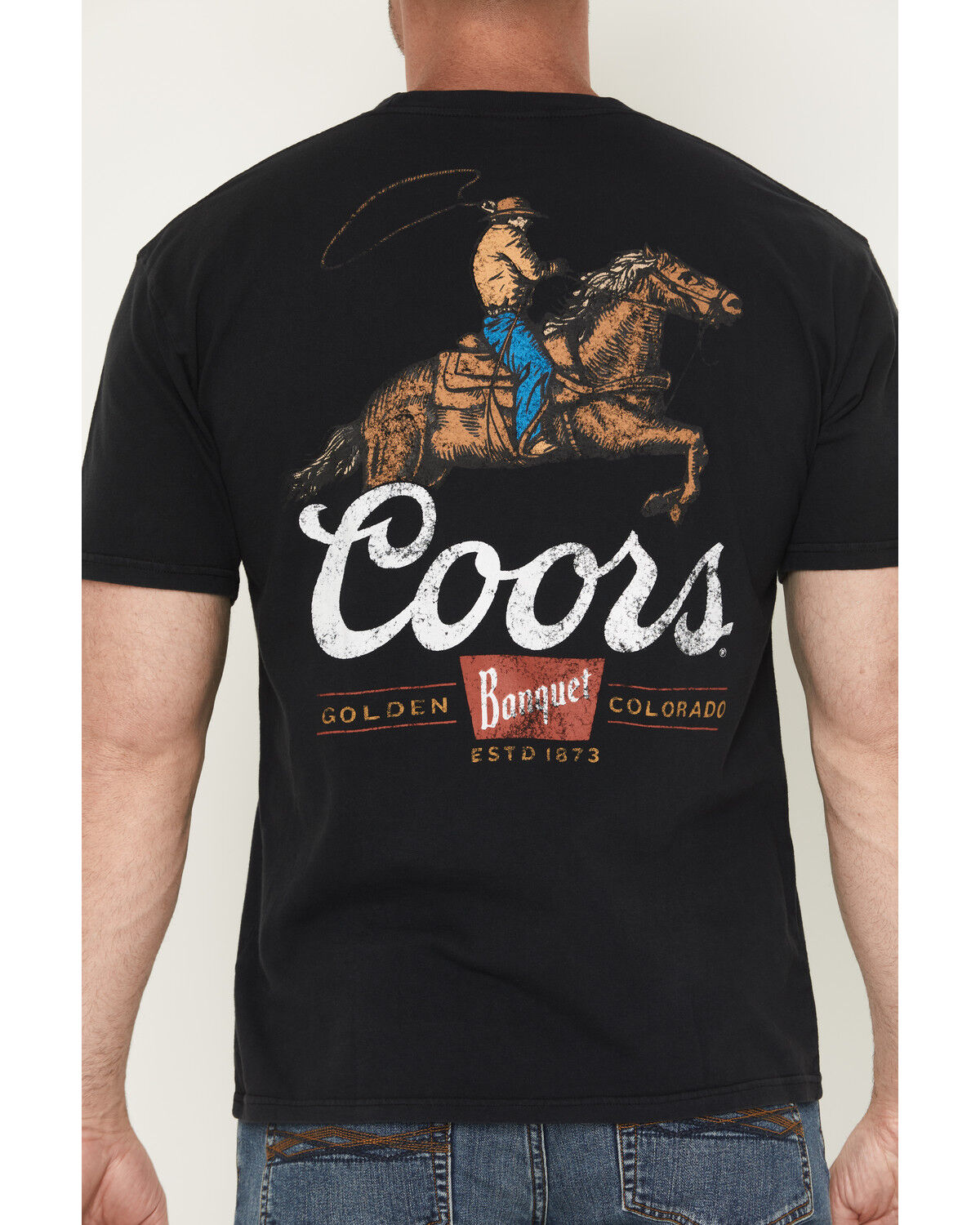 Image #4 - Coors Men's Coors Cowboy Short Sleeve Graphic T-Shirt, Black, hi-res