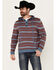 Rock & Roll Denim Men's Southwestern Striped Hooded Pullover, Red, hi-res