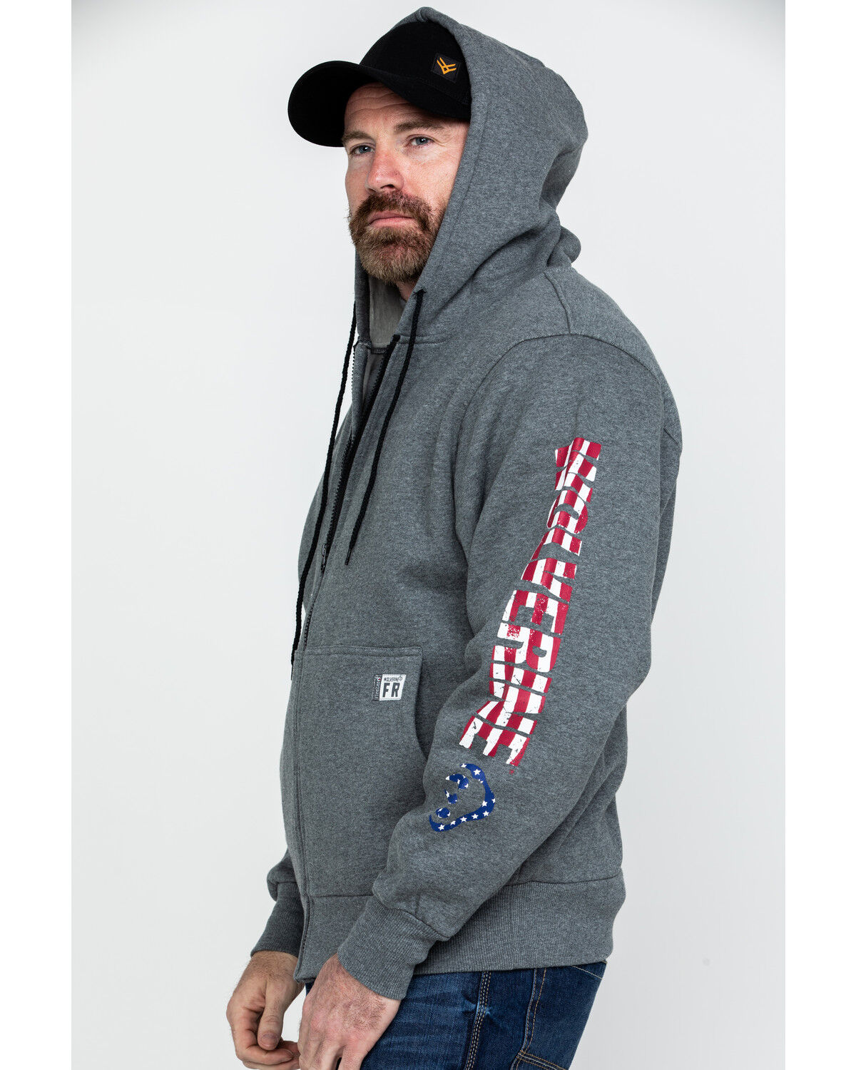 Image #3 - Wolverine Men's FR Logo Sleeve Zip-Up Work Hoodie, Ash, hi-res